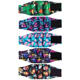 Tuiskusa Male Dog Diapers, 5 Pack, Medium, Colorful, Male Dogs, Dog Incontinence Protectors