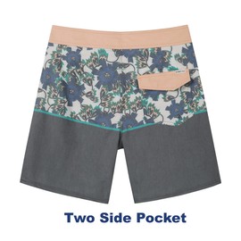 SURF CUZ Men's Vintage Cruzer Stretch Boardshorts Chino Shorts Swim Shorts Without Mesh Liner Swim Trunks,Blue Floral,36