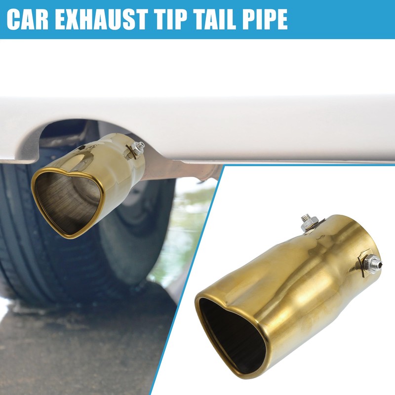 X AUTOHAUX Car Exhaust Tip Heart Shaped Tail Pipe 2.4Inch