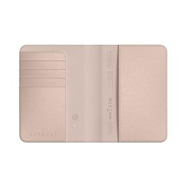 Satechi Passport Holder for Travel with Find My, Passport Cover with 4 Card Holder, Wireless Charging, and RFID protection – Travel Essential Vegan Leather Passport Holder – Desert Rose