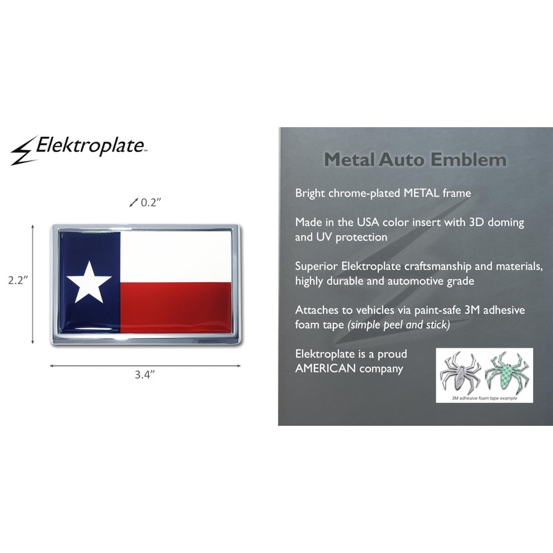 Elektroplate State of Texas Flag Small All Metal Emblem for