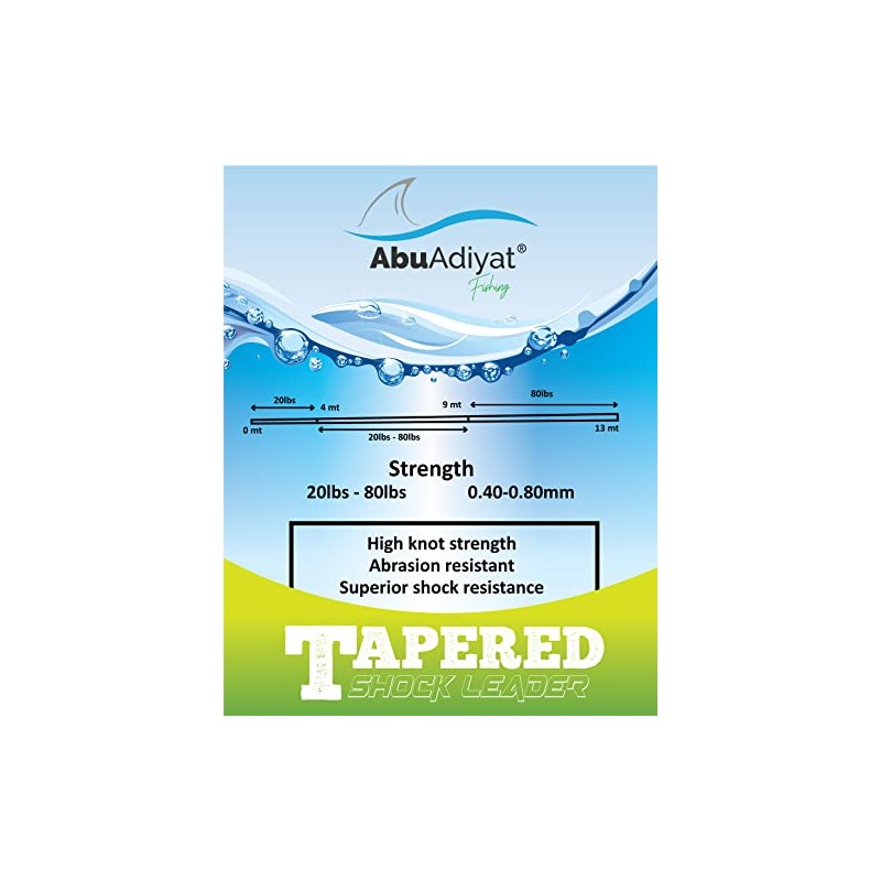 POWER CAST TAPERED SHOCK LEADER (Fluro Green, 20-80lbs)