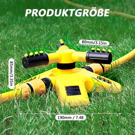 Gardena Lawn Sprinkler, 2025 Lawn Sprinkler for Even Watering, Lawn Sprinkler Large Areas, 360° Rotating Precision Nozzle Heads (with 4-Point Water Connection) (Yellow)