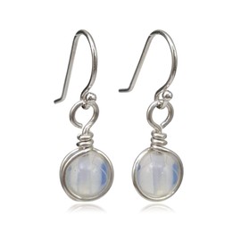 Sterling Silver Opalite Iridescent Glass Dangle Drop Earrings