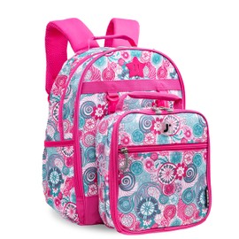 J World Duet Kids Backpack & Lunch Box Set For Boys & Girls Pre-K to Elementary School, Blue Raspberry