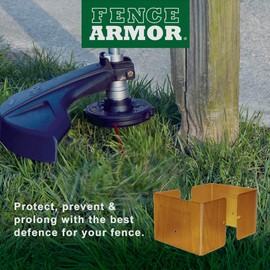 Fence Armor Universal Post Guard, Protects Fences, Mailbox Posts | 1 Pair (3.5” x 3.5” x 3”) | Color (Redwood) | Includes 4 USA Matching Screws