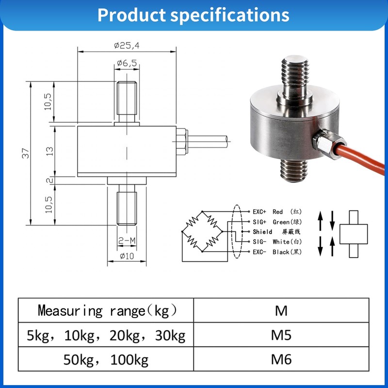 Load Cell with Amplifier Readout Display Sensor Transmitter Test Compression