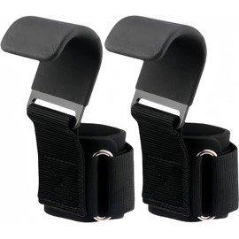 WADY 1 Pair Fitness Weight Lifting Hooks Heavy Duty Non-Slip Gym Accessories for Powerlifting, Strength Training & Pull Ups, Durable Workout Hooks for Men/Women, Perfect Pair for Home Workouts (Black)