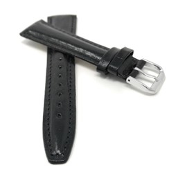 20mm Classic Semi-Glossy Black Leather Smartwatch Band Strap fits Skagen Hagen, Signatur, Hald & Many More
