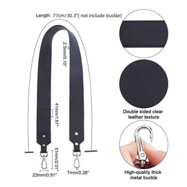 WADORN Leather Shoulder Strap, 89.5 cm Shoulder Strap for Bags, Black Strap, Handbags, Carry Strap, Shoulder Strap, Shoulder Strap, Stripes, 4.1 cm Wide Leather Shoulder Strap, Bags, DIY Accessories