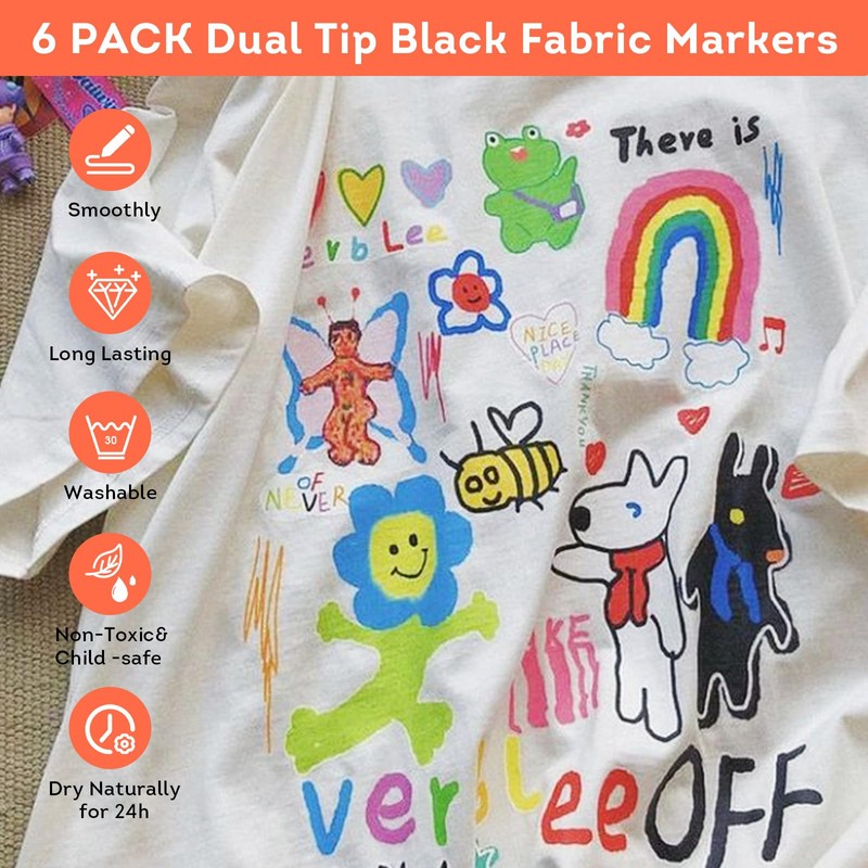 ABEIER 12 Fabric Markers Double Tip Fabric Markers Pens Set