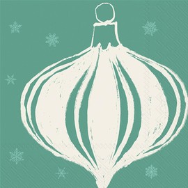 IHR Ideal Home Range Cocktail Napkins Disposable 3-Ply Paper Party Napkin Pack, 5" x 5", Seasonal Stripe Ornament, 20-Count