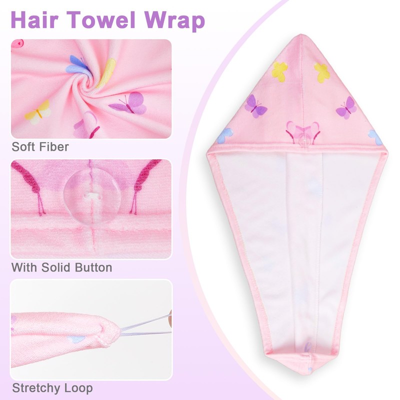 Unicorn Castle Microfiber Hair Towel for Kids 2Pack Hair Wrap