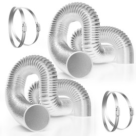VIVOSUN 2-Pack 4 Inch 25 Feet Flex Air Aluminum Ducting Dryer, Flexible Vent Hose for HVAC Ventilation with Four 4 Inch Stainless Steel Clamps