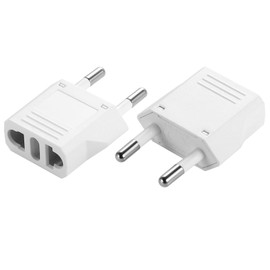 2 Pack European Travel Plug Adapter, TENINYU US to Europe Adapter Wall Plug Power Outlet Converter America USA Italy Spain Germany France EU, White
