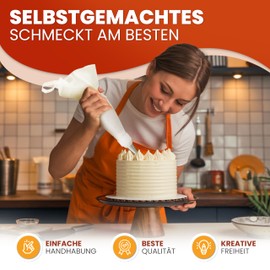 BakeBuddy Premium Icing Bag Set (11 Pieces) - 35 cm Cotton Piping Bag with Stainless Steel Nozzles for Decorating Cakes, Reusable and Dishwasher Safe, Includes Adapter and Gift Box