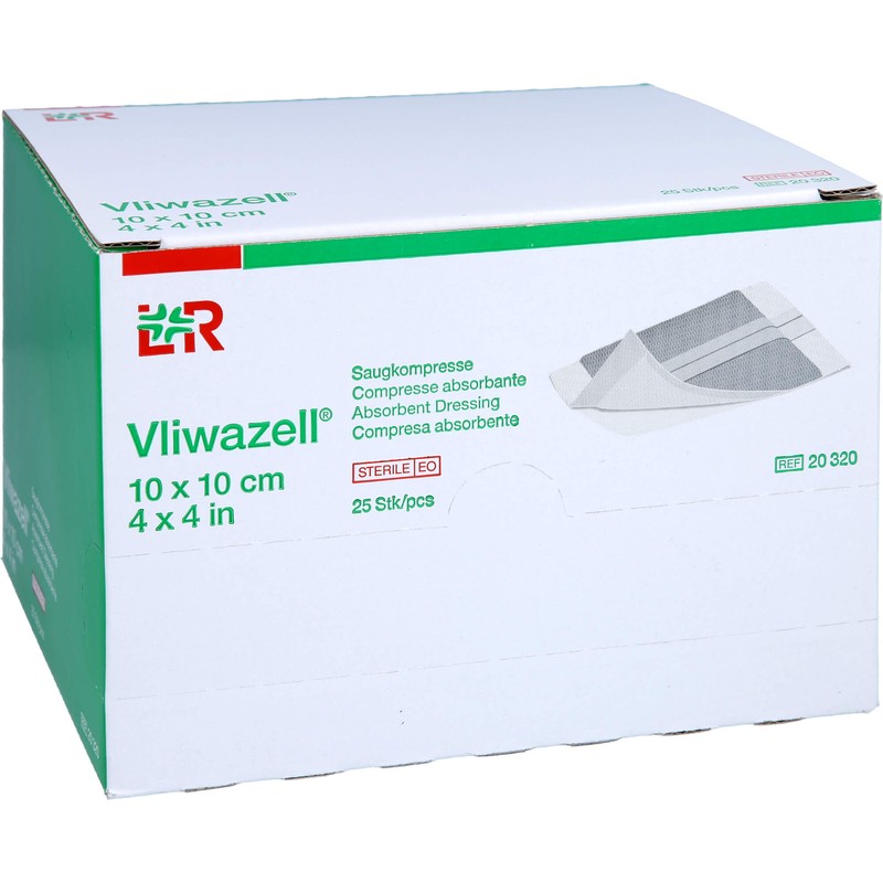 Vliwazell hochsaugfähige Universalkompresse steril 10 cm x 10 cm, 25