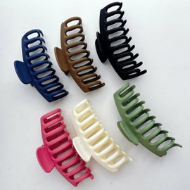 Yum Yum Acrylic Hair Clips for Women Pack of 6 with Non-Slip Matte Clamps, Strong Hold Claw Clips for Thick, Thin, and Curly Hair, Durable hair claw Clips in all Neutral Colors for All Day Wear