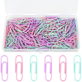 luckaide Büroklammern, 200 Stück Büroklammern Bunt Set Klein Büroklammer Oval Motiv Paper Clips mit Transparentbox für Büro, Klassenzimmer, Aktenklammer