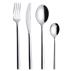 Annova Silverware Set 24 PCS Set Forged Premium Stainless Steel/Flatware - 6 x Dinner Forks, 6 x Dinner Knives, 6 x Dinner Spoons, 6 x Dessert Spoons - Service for 6