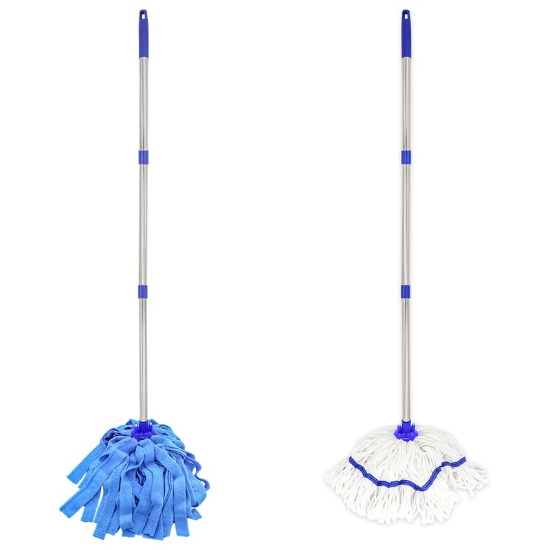 One Mop Handle With Two Microfiber Heads (1 Handle &
