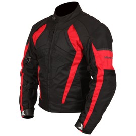 Milano Sport MJGAM0385LA Gamma Motorcycle Jacket with Red Accent (Black, Large)