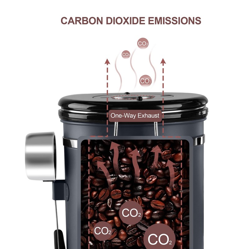 1500ML Airtight Coffee Canister with Date Tracker and Transparent Window,