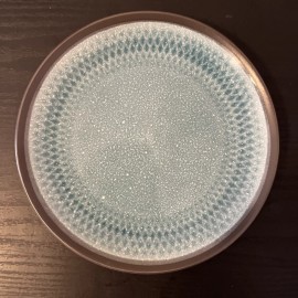 Broyhill Teal & Black Textured Reactive Stoneware Dinnerware Plate 8 1/4”