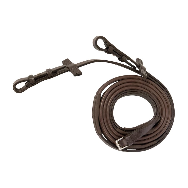 Stübben Rubber Reins Slimline 1/2 Inch with Bridle Hook Ebony