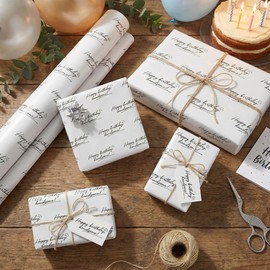 Dtiafu Birthday Wrapping Paper for Men - Happy Birthday Handsome Design Gift Wrap Sheets for Birthday Special Friend Husband Boyfriend - Total 28.5sq.ft