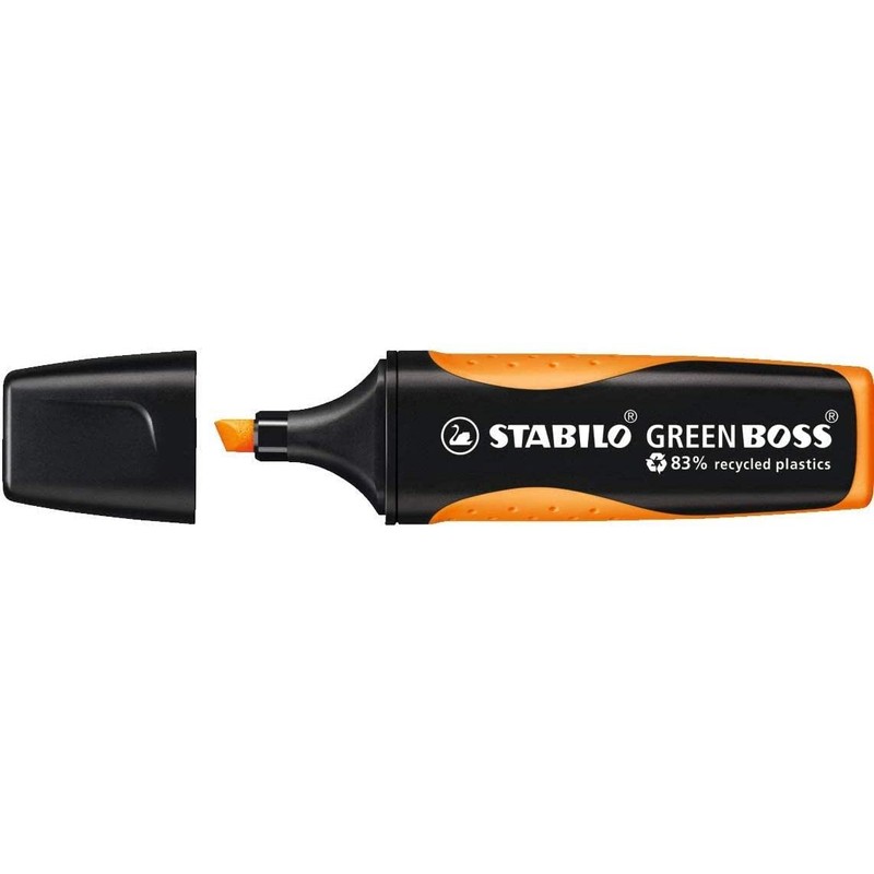 STABILO GREEN BOSS Highlighter Pens 83% Orange Recycled Plastic Based