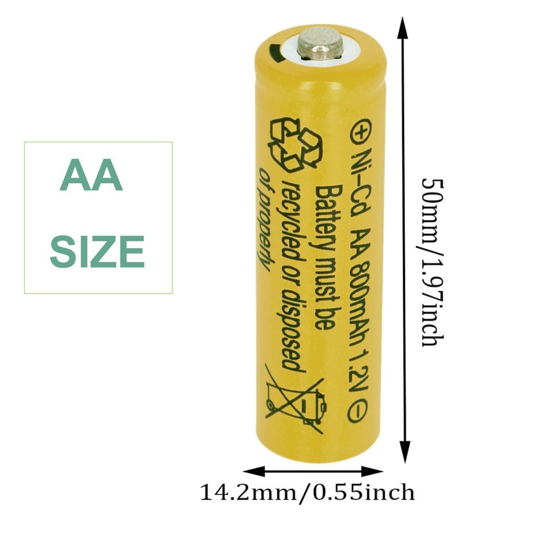 12 Packs 1.2V 800mAh NI-CD AA Rechargeable Batteries for Garden