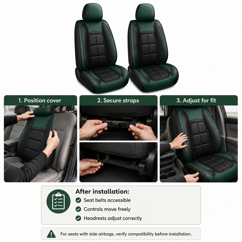 2-Piece Front Car Seat Cover Set – Artificial Leather Seat