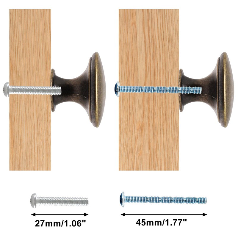 SWZHAI 16 Pack Antique Brass Cabinet Knobs, Round Dresser Knobs