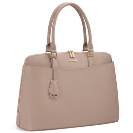 LOVEVOOK Laptop Bag for Women, 15.6 Inch Work Tote Bag, Large Purse Professional Computer Bag, Stylish Business Office Briefcase,Khaki