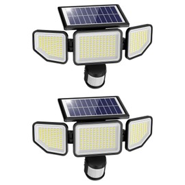 Onforu 3000LM Solar Lights Outdoor, 3 Heads Security Lights with Remote Control, IP65 Waterproof Motion Sensor Lights, 3 Modes Flood Lights for Wall, Porch, Yard, Outside, 2 Pack