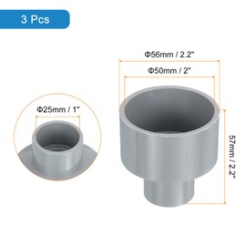 uxcell 3 Pcs UPVC Reducer Pipe Fitting, 1-1/2"x3/4" PVC Straight Pipe Coupling Adapter Connector for Home Sewer Plumbing Water Line, Grey