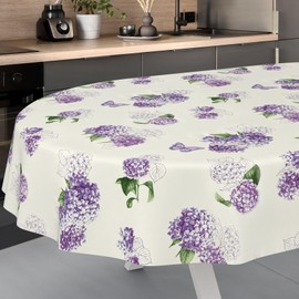 ANRO Oilcloth Tablecloth Wax Tablecloth Washable Garden Tablecloth Round Oval Square Oval 200 x 140 cm Cut Edge Lilac Flowers