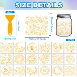 GLOBLELAND 18 Blatt Goldene Blumen Zum Aufreiben 3.9x3.6zoll Ginkgoblätter Rosen Vögel Schmetterlinge Vasen Heimaufkleber Pflanzen Tassen Transferaufkleber Für Möbel Vasen Glas Kunsthandwerk
