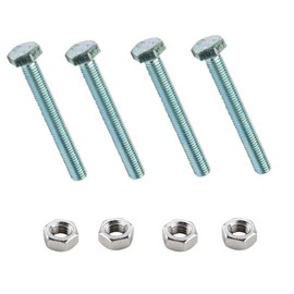 Merriway BH02766 (4 Pcs) Steel Hex Head Bolts with Nuts M8 x 50mm Bright Zinc Plated - Pack of 4 Pieces