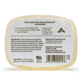 Clearly Natural Essentials by Clearly Natural Glycerin Bar Soap, Unscented, 4-Ounce, Pack of 12 - CASE