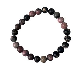 kristalglobe Natural Crystal Bracelets for Women and Men 8mm, Rhodochrosite Gemstone Beaded Bracelets, Round Gemstones Stretch Bracelet, Yoga Bracelets Jewelry, Pink & Brown Healing Bracelet