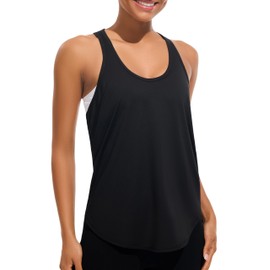 JOYSPELS Workout Tank Tops for Women Sleeveless Loose Fit Racerback Gym Yoga Athletic Running Shirts Quick Dry Lightweight Breathable Black