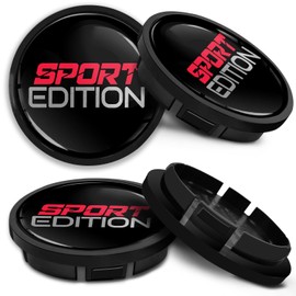 SkinoEu Compatible with Wheel Center Caps VW Volkswagen Centre Hubcaps 5G0601171 66mm Sport Edition Black Silver Red CR 26