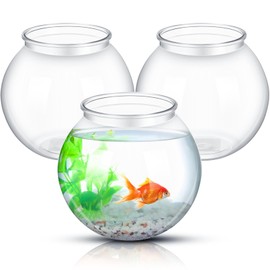 Mifoci 3 Pcs Plastic Fish Bowls Transparent Small Plastic Fish Tank Shatterproof Fishbowl Clear Round Plastic Aquarium for Betta Fish Goldfish Candy Wedding Party Favor Desktop Decoration, 7.09 x 6.3