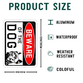 WIZYXQ Funny Metal Signs Pitbull Beware of The Dog Vintage Metal Tin Sign Warning Decor for Yard Garden Garage Fence 8×12 Inches