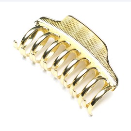 Large Stainless Steel Secure Hair Clip, Gold, Metal, Hair Clip, Hair Accessory, Stylish, Women's, Korea, 3.5 x 2.8 inches (9 x 7 cm), Gold