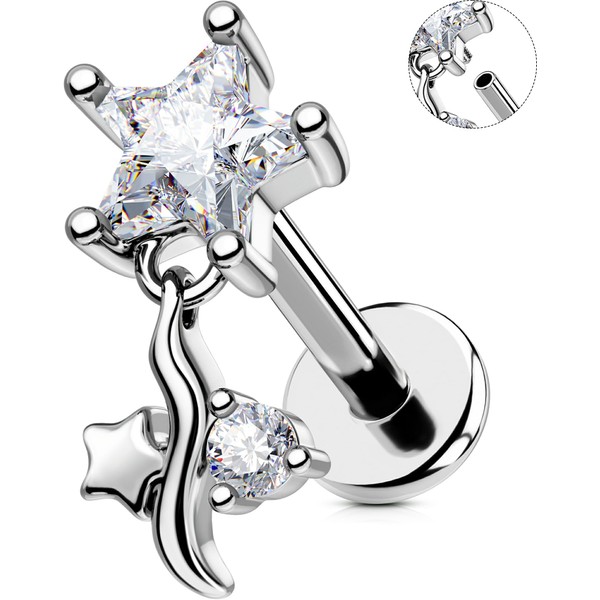 OUTER 16G Flower Helix Earring Internal Thread Daith Ring Stainless