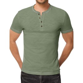 Dokotoo Men Men's Men's Henley Shirts Long Sleeve Casual Classic Tee Cotton Button Up Henley T-Shirts Green X-Large