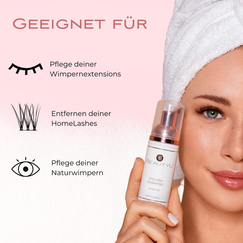 BeautyU® Eyelash Shampoo Sensitive with Cleaning Brush I Eyelash Shampoo